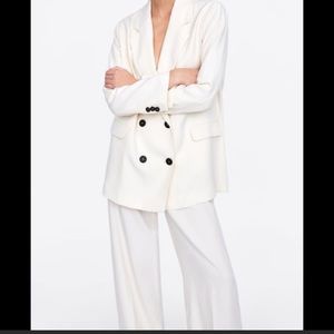 Zara ecru oversized double breasted blazer SZ: S